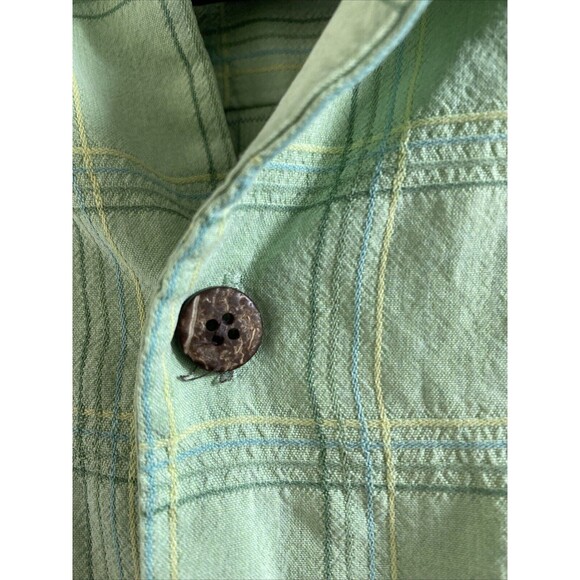 Tommy Bahama Shirt Mens Medium Green Silk Plaid  Button Up Short Sleeve Camp - Picture 3 of 9